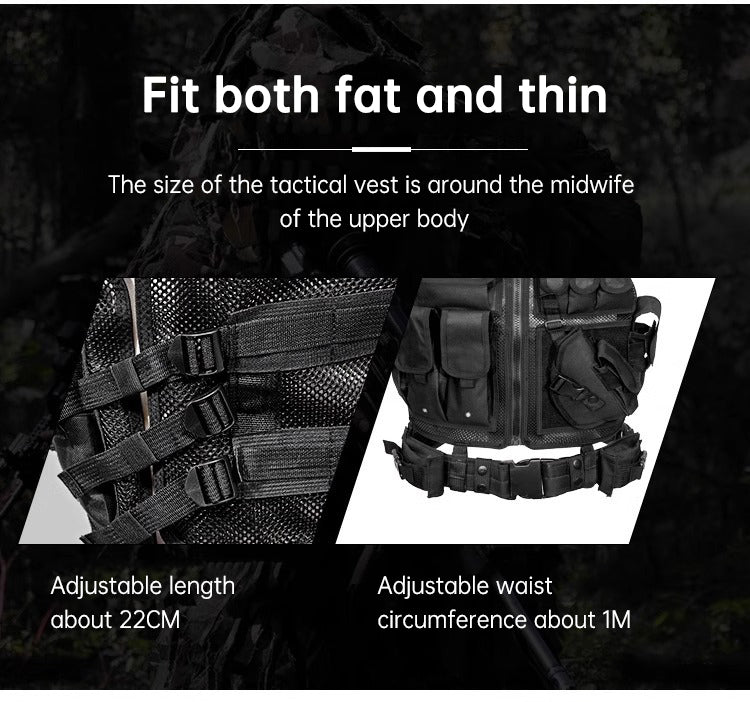 6000D Nylon Tactical Grid Vest Multi Pocket Camouflage Training Gear