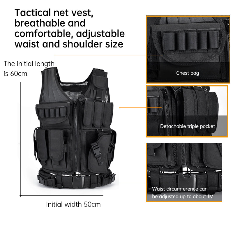 6000D Nylon Tactical Grid Vest Multi Pocket Camouflage Training Gear