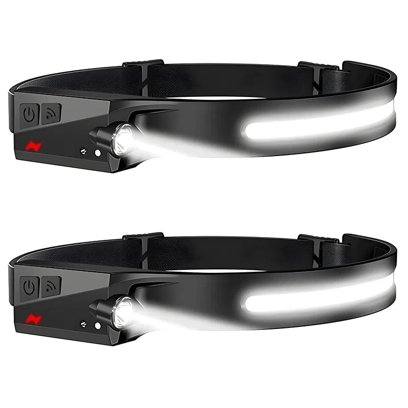 USB Rechargeable LED Headlamp Waterproof Motion Sensor for Camping