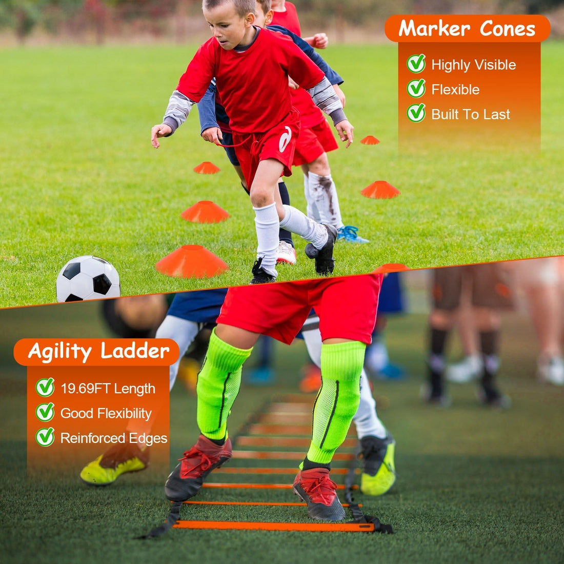 Kids Soccer Goal Set Portable Training Kit for Backyard Play