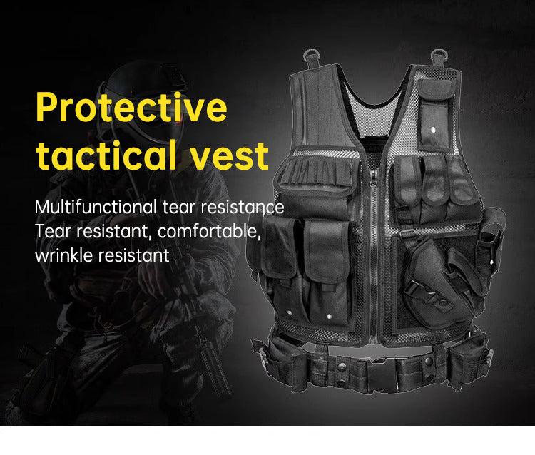 6000D Nylon Tactical Grid Vest Multi Pocket Camouflage Training Gear