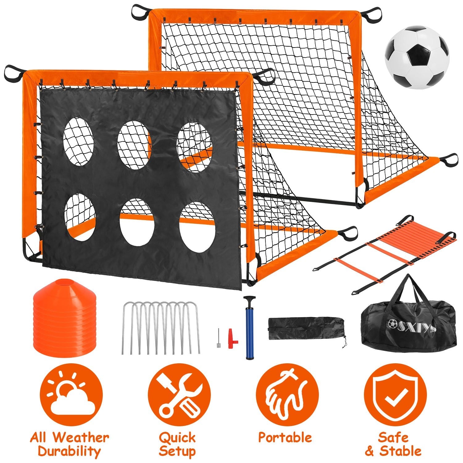 Kids Soccer Goal Set Portable Training Kit for Backyard Play