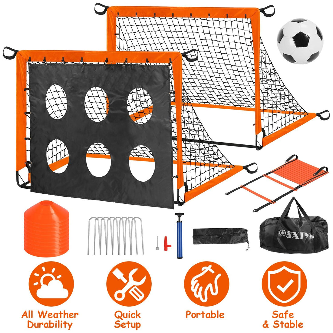 Kids Soccer Goal Set Portable Training Kit for Backyard Play