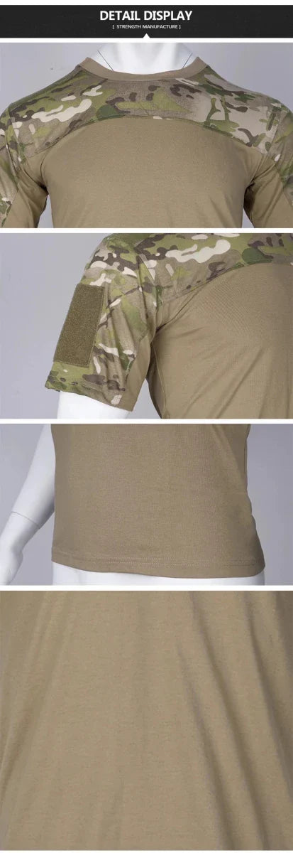 Mens Camouflage Shirts Tees Tactical Combat Shirt Hunting Clothes Tops Workout Clothing Outdoor Breathable Camo T Shirt