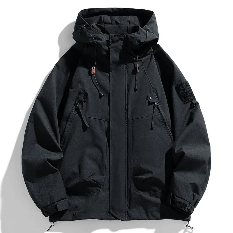Mens Waterproof Windbreaker Hooded Jacket Lightweight Softshell for Outdoor