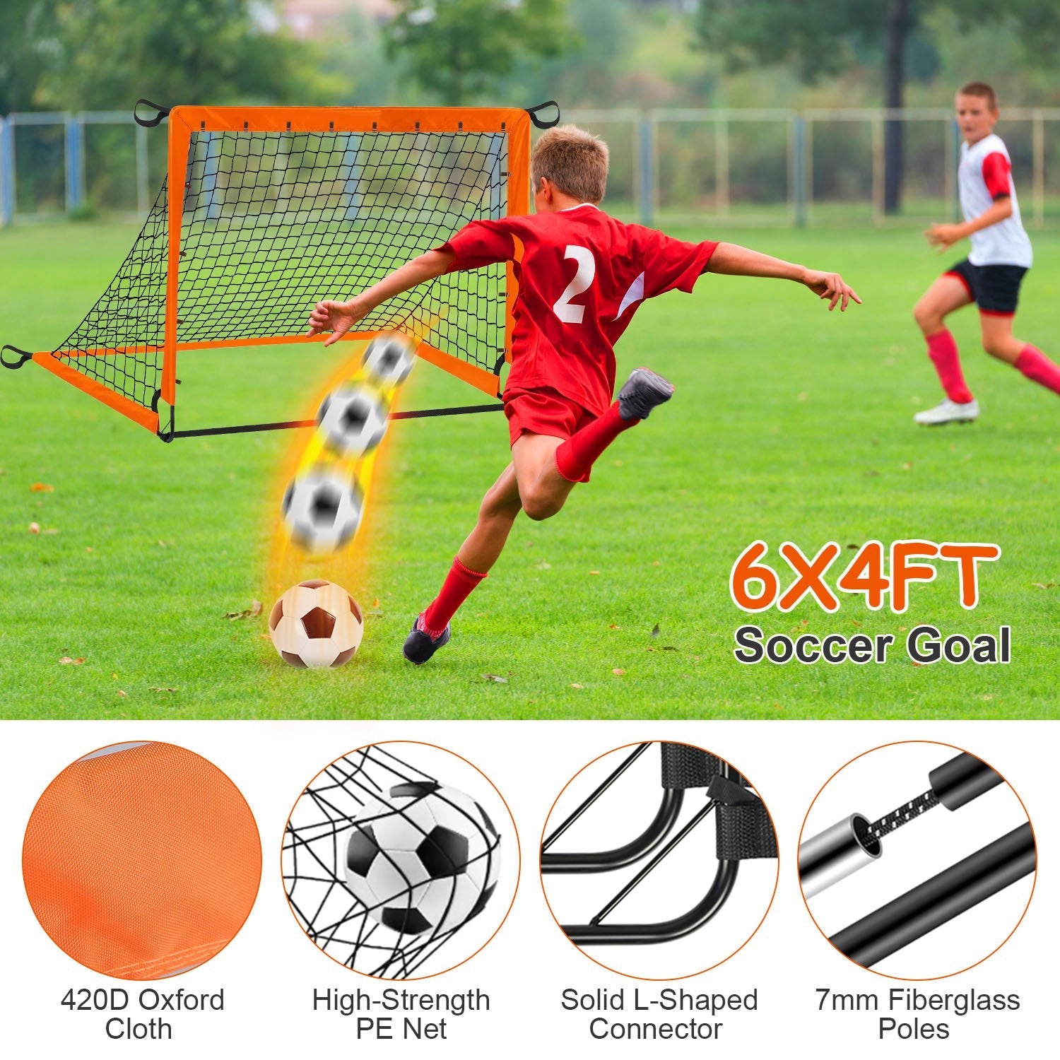 Kids Soccer Goal Set Portable Training Kit for Backyard Play