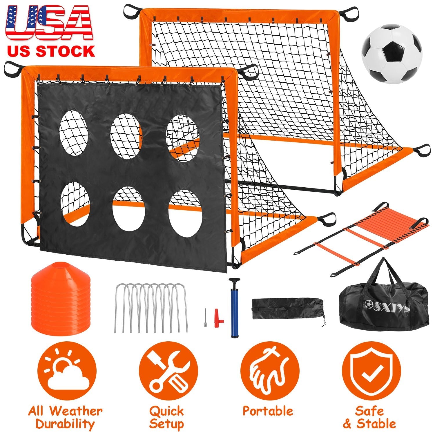 Kids Soccer Goal Set Portable Training Kit for Backyard Play