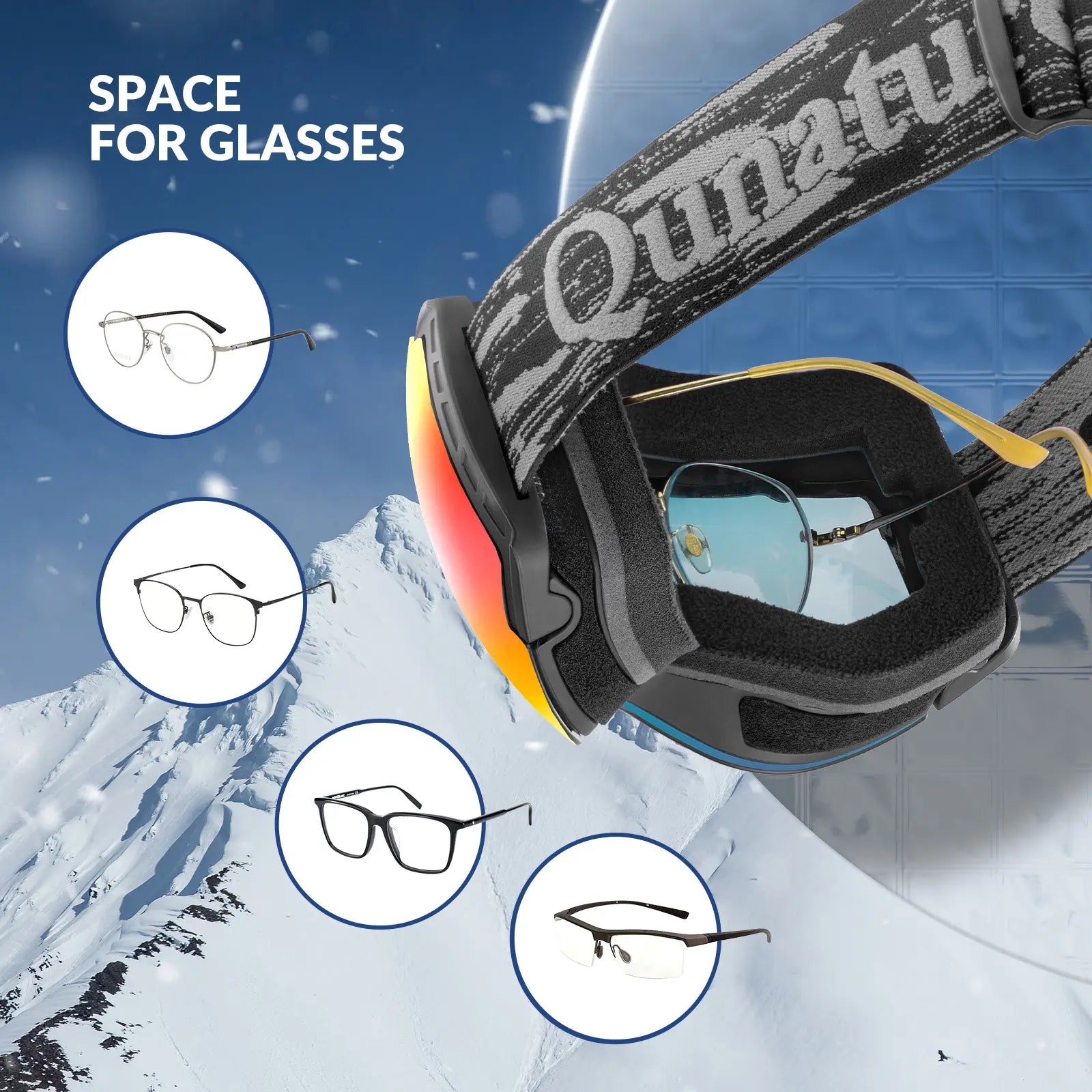 Anti Fog Ski Goggles UV400 Double Layer Lens for Clear