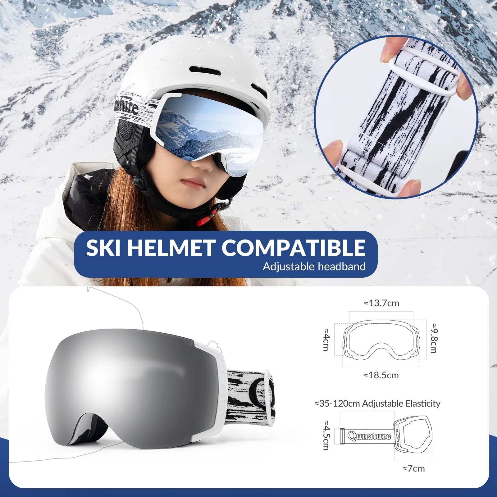 Anti Fog Ski Goggles UV400 Double Layer Lens for Clear