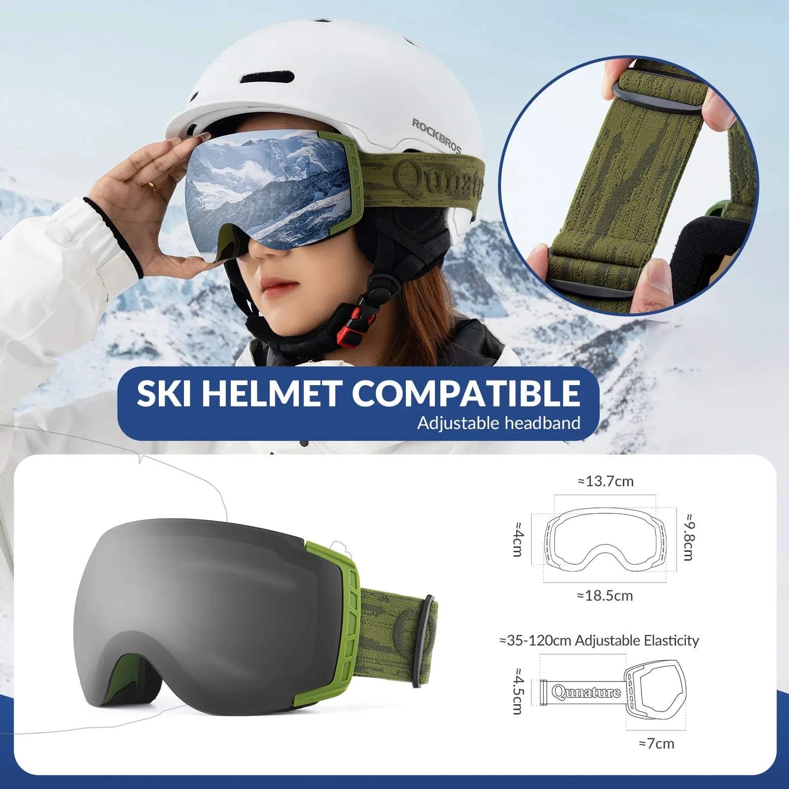 Anti Fog Ski Goggles UV400 Double Layer Lens for Clear