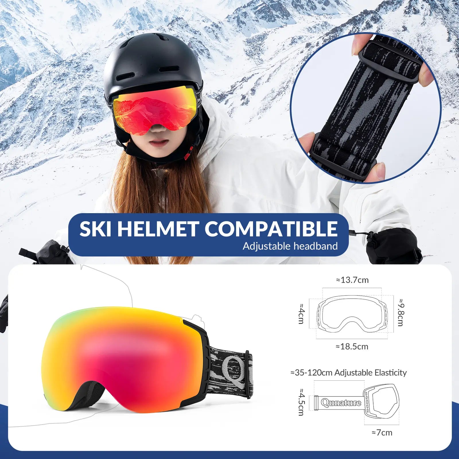 Anti Fog Ski Goggles UV400 Double Layer Lens for Clear