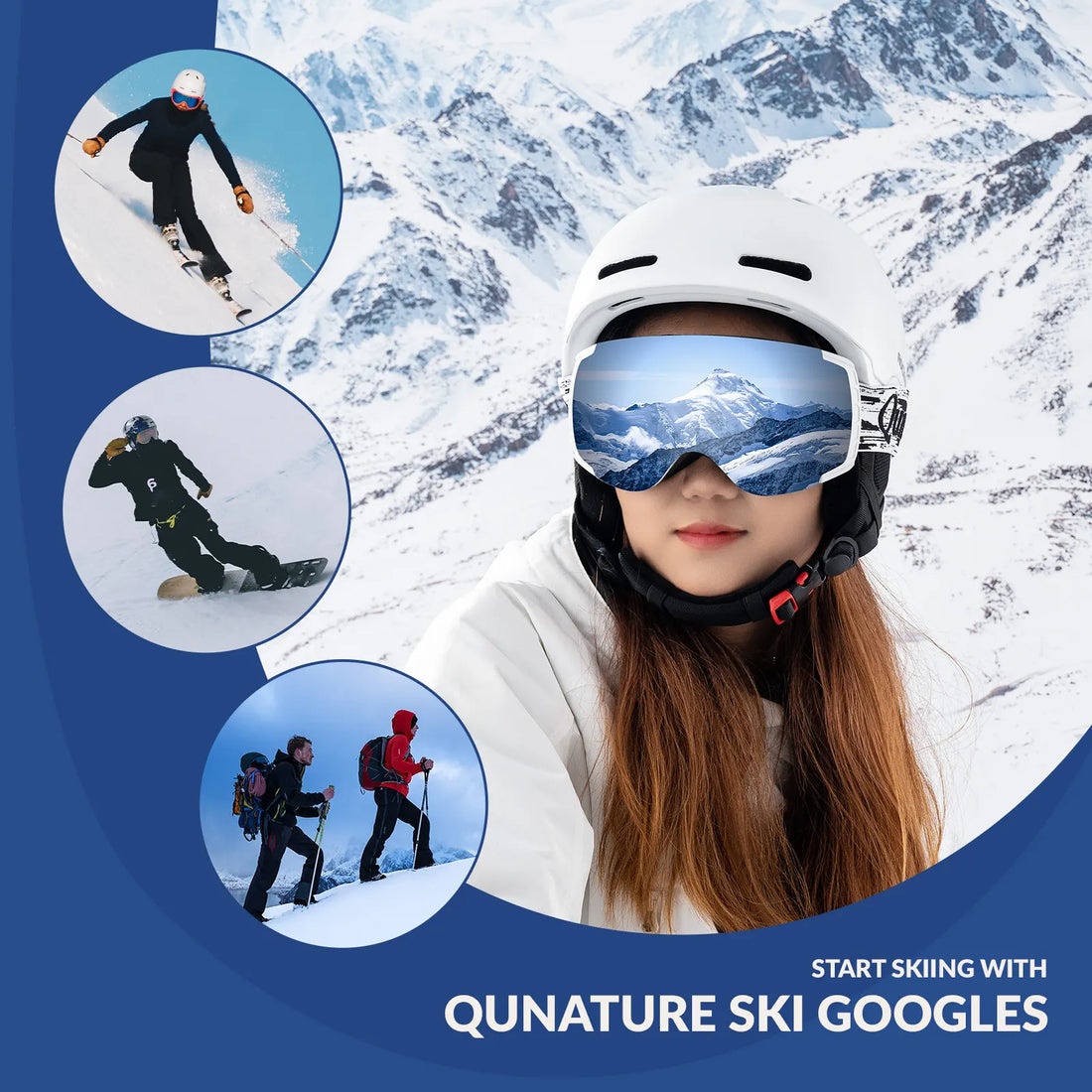 Anti Fog Ski Goggles UV400 Double Layer Lens for Clear