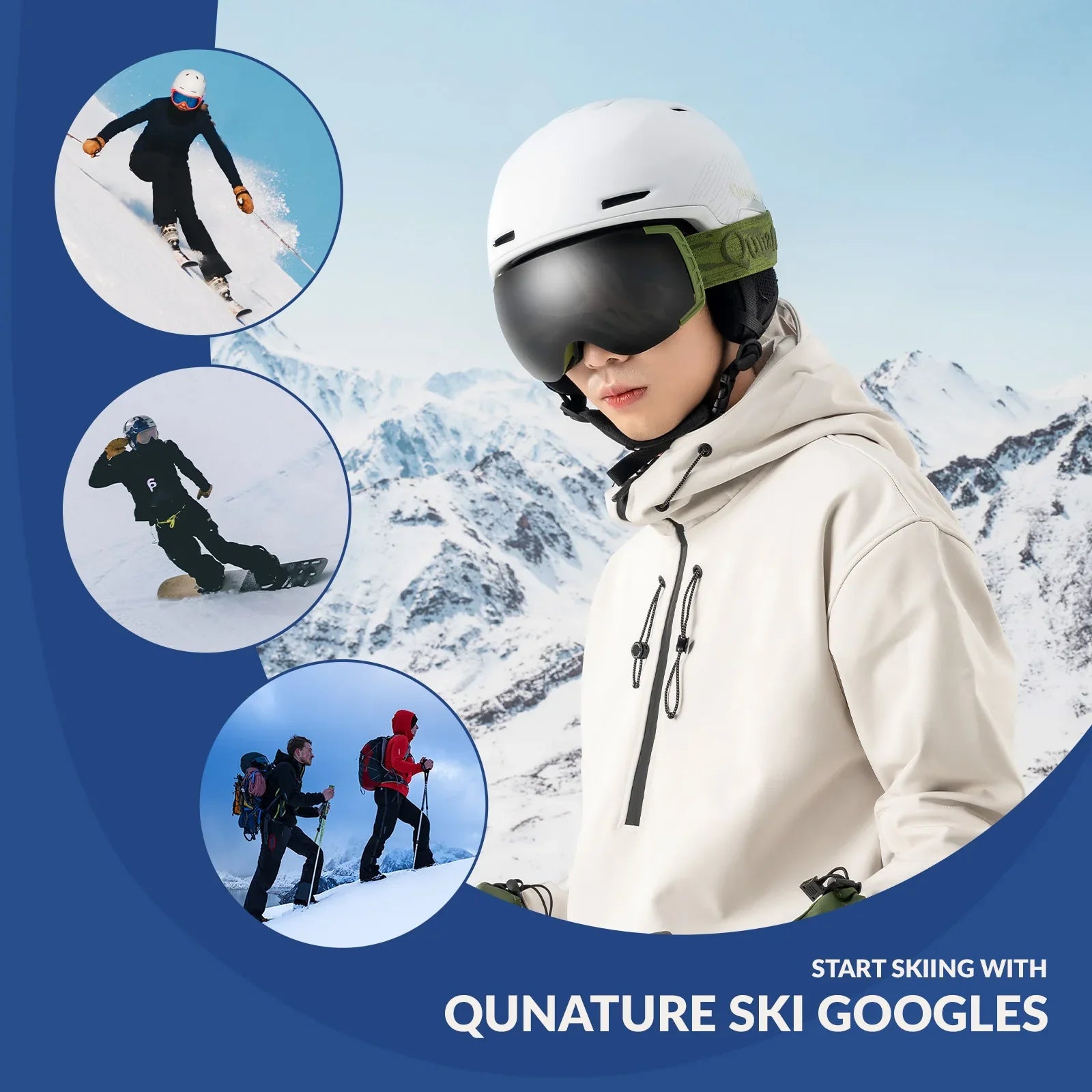 Anti Fog Ski Goggles UV400 Double Layer Lens for Clear