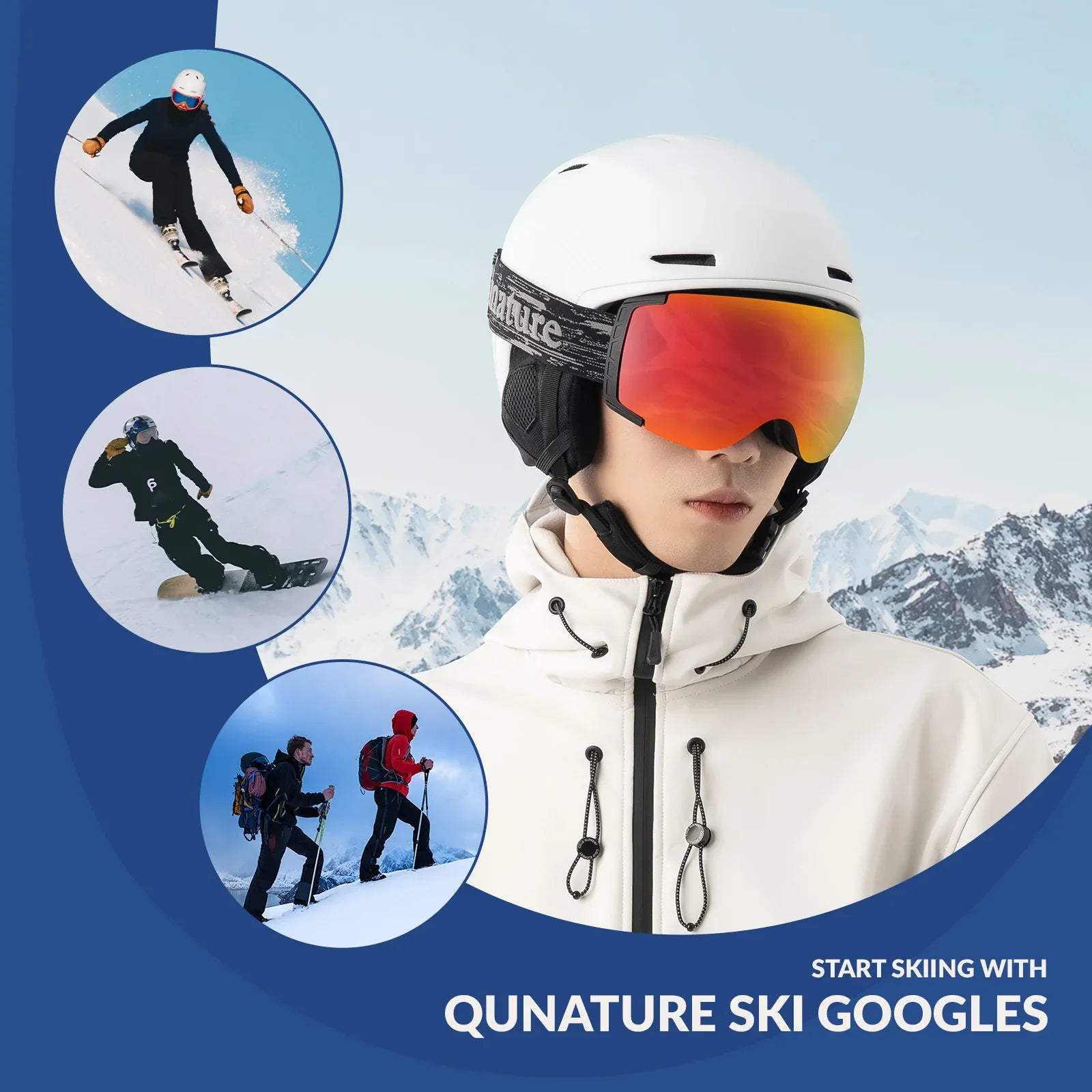 Anti Fog Ski Goggles UV400 Double Layer Lens for Clear