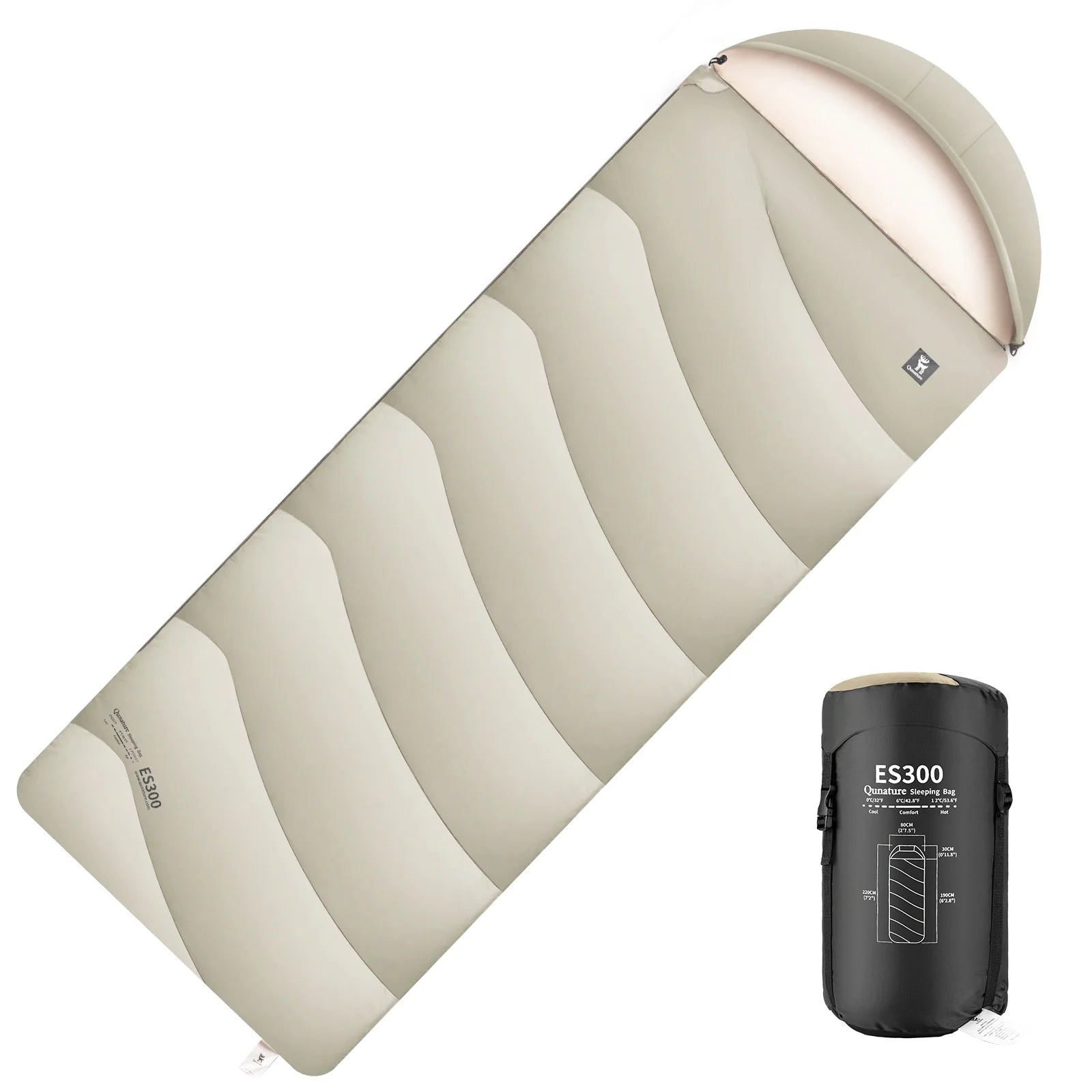 Cotton Envelope Sleeping Bag Portable Backpacking with Compression Sack