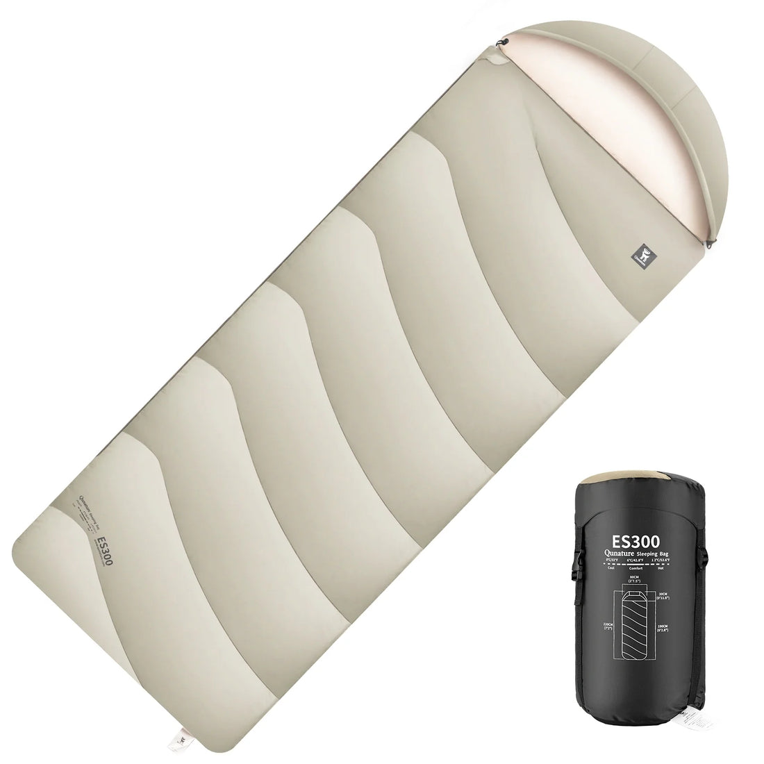 Cotton Envelope Sleeping Bag Portable Backpacking with Compression Sack