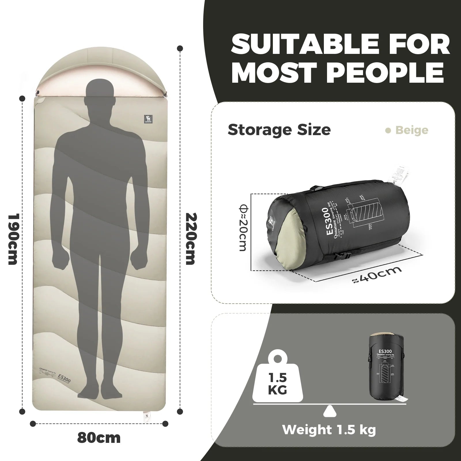 Cotton Envelope Sleeping Bag Portable Backpacking with Compression Sack