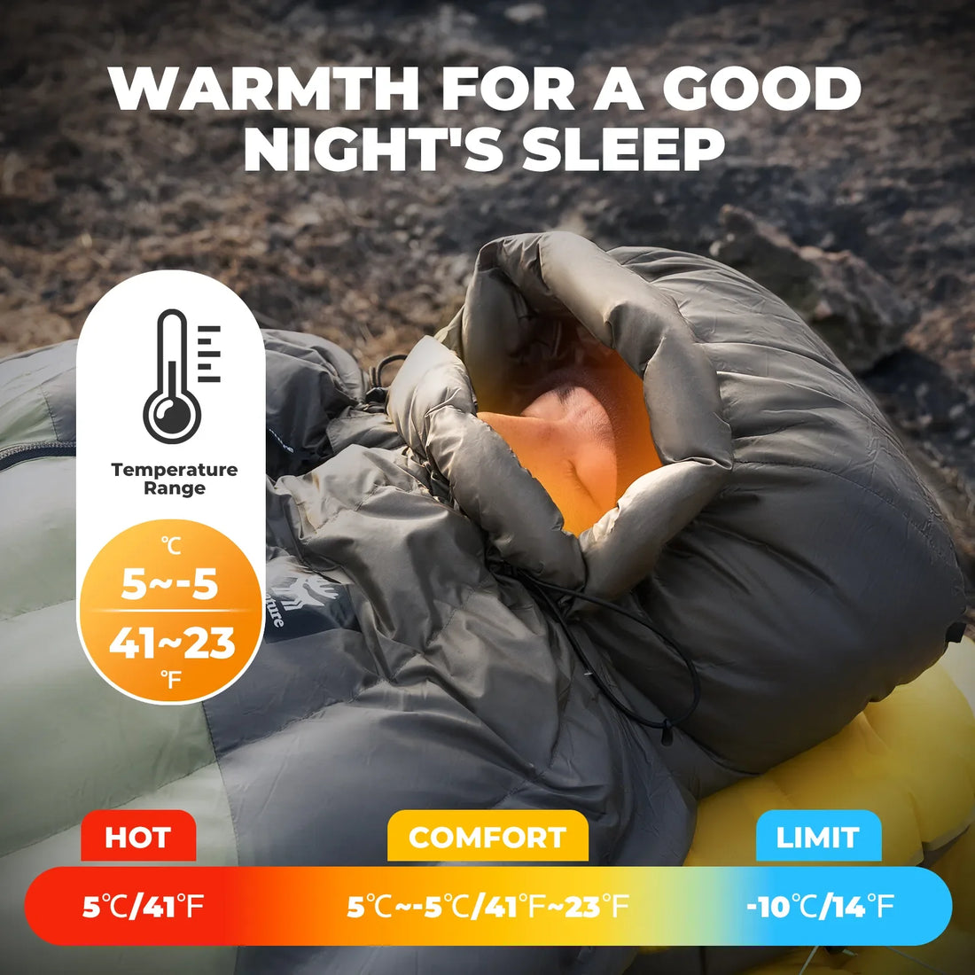 650 Fill Power Mummy Down Sleeping Bag Waterproof for Camping