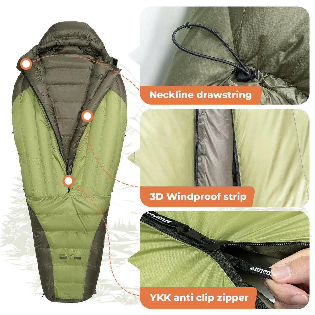 650 Fill Power Mummy Down Sleeping Bag Waterproof for Camping