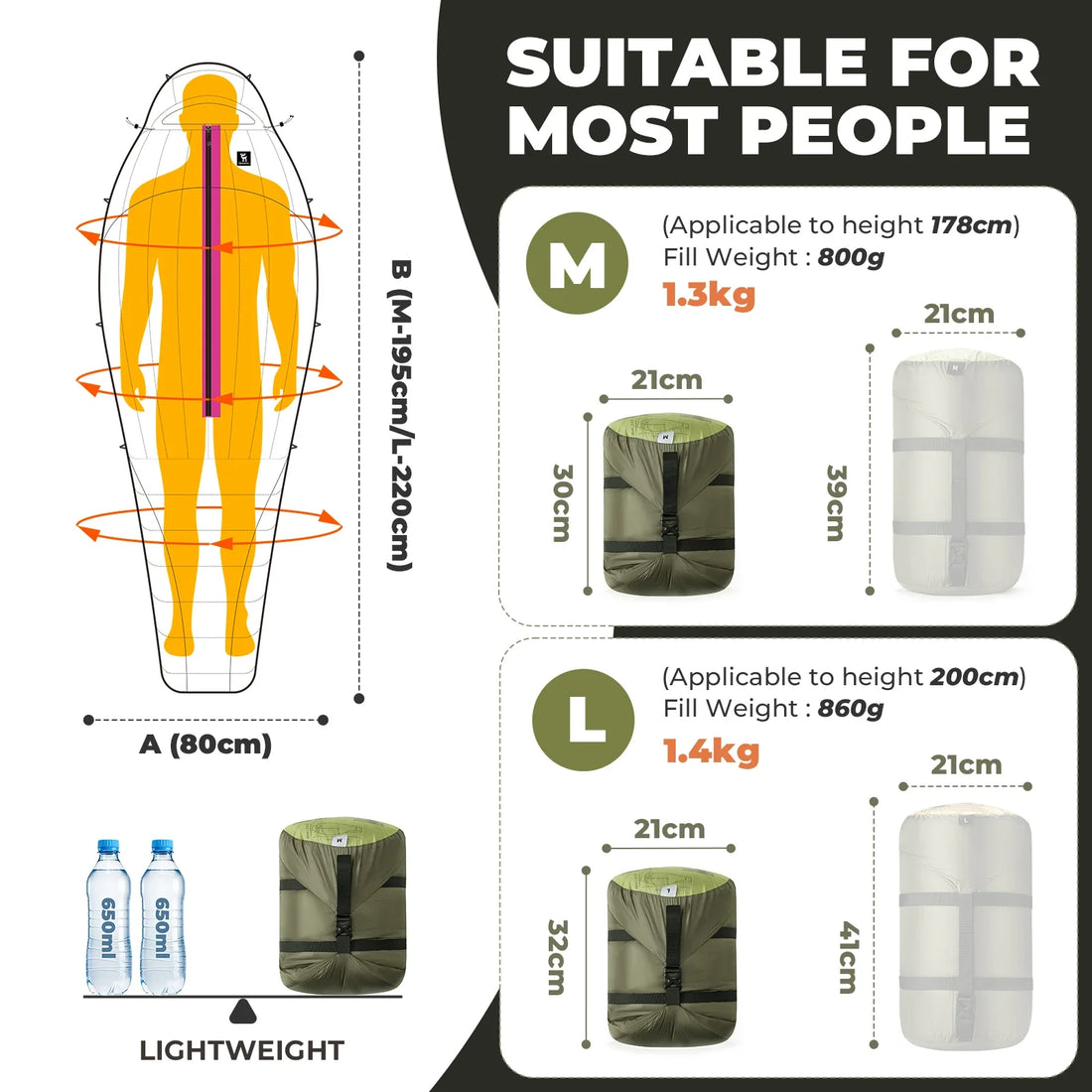 650 Fill Power Mummy Down Sleeping Bag Waterproof for Camping